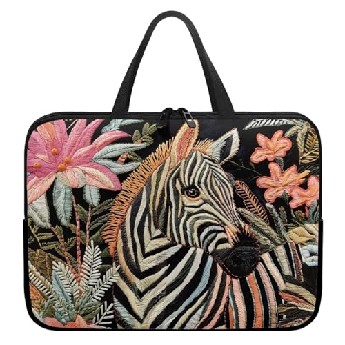 Xoenoiee Laptoptasche, 10-17 Zoll (25,4–43,2 cm), wasserdicht, Computer-Tragetasche, Aktentasche, tragbare Handtasche für Männer und Frauen, Zebra Floral, 10inch von Xoenoiee