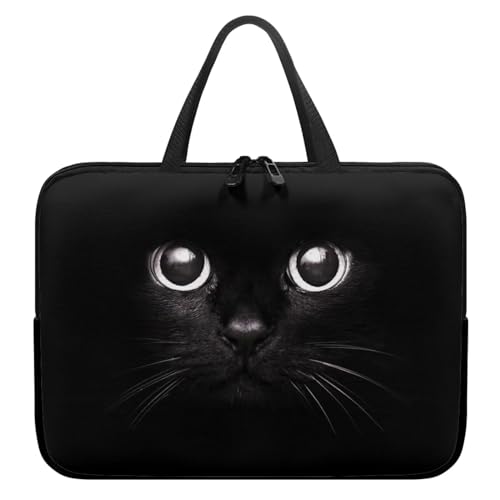 Xoenoiee Laptoptasche, 10-17 Zoll (25,4–43,2 cm), wasserdicht, Computer-Tragetasche, Aktentasche, tragbare Handtasche für Männer und Frauen, schwarze katze, 12inch von Xoenoiee