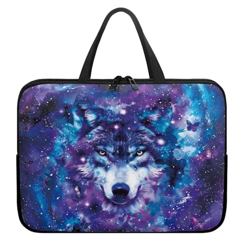 Xoenoiee Laptoptasche, 30,5 cm (12 Zoll), Wolf, Schmetterling, Galaxie, bedruckt, Laptoptasche, wasserdicht, Computer-Tragetasche, Aktentasche, tragbare Handtasche für Männer und Frauen von Xoenoiee