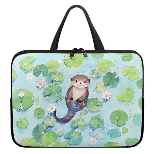 Xoenoiee Laptoptasche, wasserdicht, Laptop-Tragetasche, Laptop-Tasche für Damen und Herren, tragbare Tasche, Aktentasche, Lovely Otter, 10inch von Xoenoiee