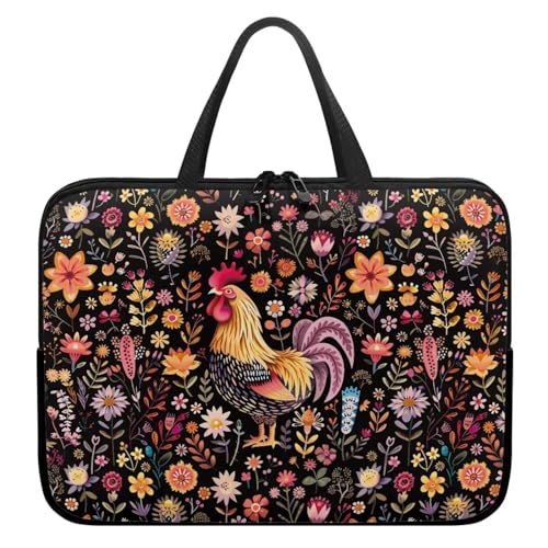 Xoenoiee Laptoptasche für Damen und Herren, tragbare Laptop-Handtasche, wasserdicht, Laptop-Schutztasche, Chicken Boho Floral, 10inch von Xoenoiee