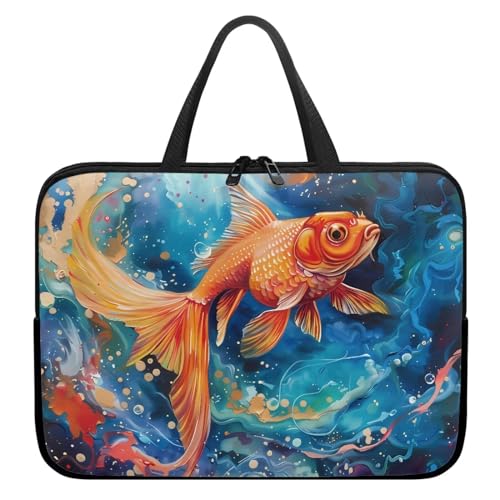 Xoenoiee Laptoptasche mit Koi-Fischmuster, 30,5 cm (12 Zoll), für Damen und Herren, tragbare Laptop-Handtasche, wasserdicht, Laptop-Schutzhülle, Aktentasche von Xoenoiee