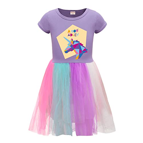 Xpialong A for Adley Mädchen Casual One Piece Fluffy Röcke Sommerkleider, Lila 1, 5-6 Jahre Xpialong A for Adley Mädchen Casual One Piece Fluffy Röcke Sommerkleider, Lila 1, 5-6 Jahre von Xpialong