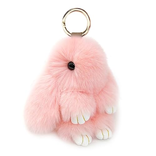 Xsclpomddy Süße Plüsch Hase Schlüsselanhänger Plüsch-Häschen Schlüsselanhänger Pom Poms Taschenanhänger Handtasche Autoschlüssel Dekoration,han pink von Xsclpomddy