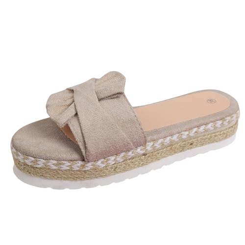 Xumilala Pantoletten Damen Flip Flops Römischer Stil Geflochtene Flache Schleife Slip-On Elegante Sommer Hausschuhe Schuhe Orthopädische Keilabsatz Slides Atmungsaktive Sandalen Plattform Slipper Xumilala Pantoletten Damen Flip Flops Römischer Stil Geflochtene Flache Schleife Slip-On Elegante Sommer Hausschuhe Schuhe Orthopädische Keilabsatz Slides Atmungsaktive Sandalen Plattform Slipper von Xumilala
