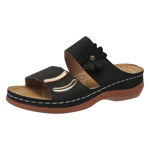 Xumilala Pantoletten Damen Keilabsatz Dicke Sohle Flip Flops Leder Mit Fussbett Elegante Sommer Einteilige Fischmaul Hohle Blume Mode lässig Hausschuhe Schuhe Slides Sandalen Plattform Slipper Xumilala Pantoletten Damen Keilabsatz Dicke Sohle Flip Flops Leder Mit Fussbett Elegante Sommer Einteilige Fischmaul Hohle Blume Mode lässig Hausschuhe Schuhe Slides Sandalen Plattform Slipper von Xumilala
