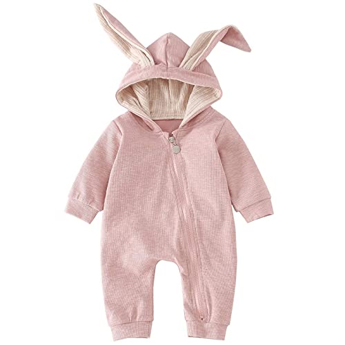 Baby Häschen Outfits Kleinkind Mädchen Ostern Outfit Kleidung Lange Ärmel Zipper Onesie Kaninchenohren Strampler Jumpsuit 12-18 Monate von Xumplo