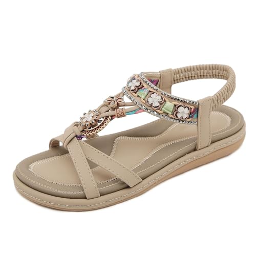 Xytraiihw Damenmode Strass Sandalen, Offene Zehen Outdoor Wear Strandschuhe Sommer Frau Casual Sandalias,Gelb,38 von Xytraiihw