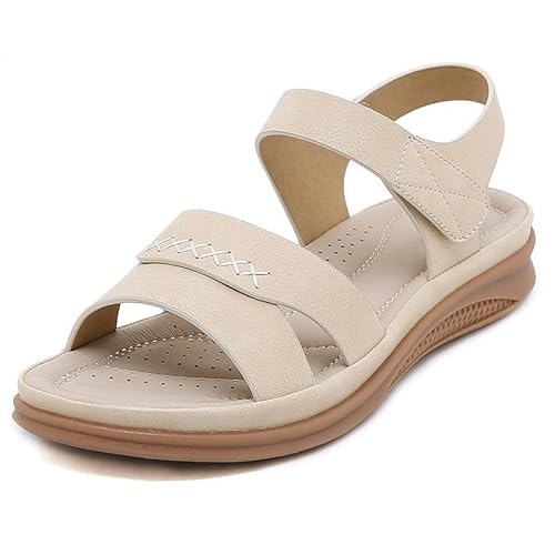 Xytraiihw Modische Sommersandalen Für Damen, Lässige Offene Zehenpartie Weiche Schuhe Plateau-Sandalen Damen Knöchelschnalle Strandschuhe,Gelb,36 von Xytraiihw