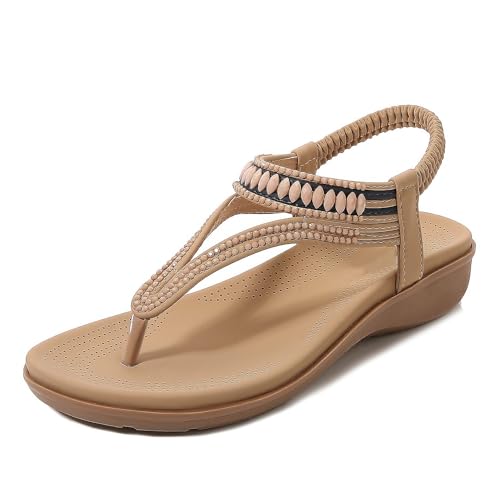 Xytraiihw Sommer Frauen Plattform Sandles, High Heels Slides Lady Wedges String Perle Rosa Sandles Weibliche Bohemian Frauen Schuhe,Gelb,35 von Xytraiihw