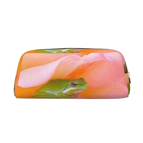 Xzeit A Green Tree Frog Pencil Case Pen Box Zipper Pencil Bags Leather Pencil Pouch for Boys and Girls, silber, Einheitsgröße, Taschen-Organizer von Xzeit