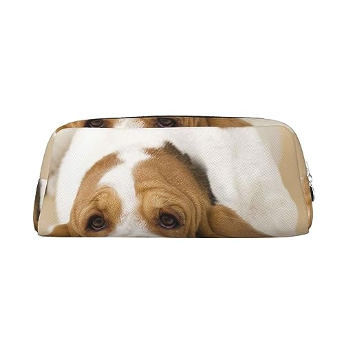 Xzeit Basset Hound Federmäppchen, Stiftebox, Reißverschluss, Federbeutel, Leder, für Jungen und Mädchen, silber, Einheitsgröße, Taschen-Organizer von Xzeit