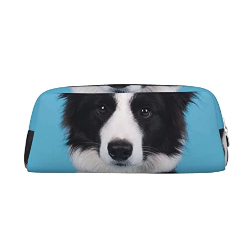 Xzeit Border Collie Federmäppchen Stiftebox Reißverschluss Federmäppchen Leder Federmäppchen für Jungen und Mädchen, silber, Einheitsgröße, Taschen-Organizer von Xzeit