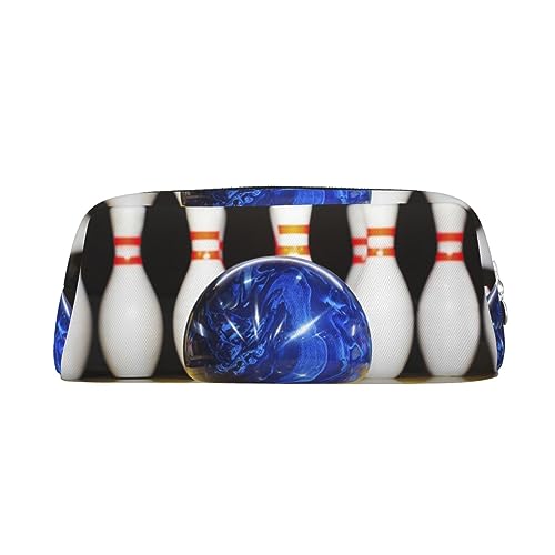 Xzeit Bowling Federmäppchen Stiftebox Reißverschluss Federmäppchen Leder Federmäppchen für Jungen und Mädchen, silber, Einheitsgröße, Taschen-Organizer von Xzeit