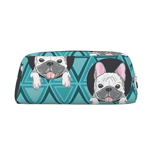 Xzeit Bulldog (7) Federmäppchen Stiftbox Reißverschluss Federmäppchen Leder Federmäppchen für Jungen und Mädchen, silber, Einheitsgröße, Taschen-Organizer von Xzeit