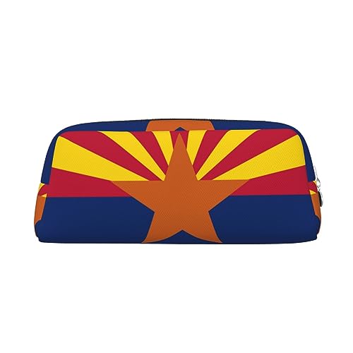 Xzeit Federmäppchen mit Arizona-Flagge, mit Reißverschluss, Stifteetui, Leder, für Jungen und Mädchen, silber, Einheitsgröße, Taschen-Organizer von Xzeit