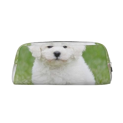 Xzeit Federmäppchen mit Hundemotiv von Bichon Frisé, mit Reißverschluss, Federmappe aus Leder, für Jungen und Mädchen, silber, Einheitsgröße, Taschen-Organizer von Xzeit