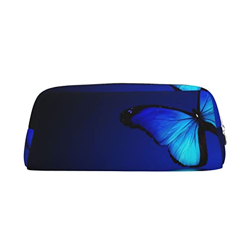 Xzeit Federmäppchen mit blauem Schmetterling (11) Stiftebox mit Reißverschluss Federmäppchen Leder Federmäppchen für Jungen und Mädchen, silber, Einheitsgröße, Taschen-Organizer von Xzeit