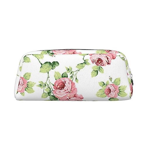 Xzeit Schöne Vintage Rosa Blume Bleistift Fall Stift Box Reißverschluss Bleistift Taschen Leder Bleistift Tasche für Jungen und Mädchen, silber, Einheitsgröße, Taschen-Organizer von Xzeit