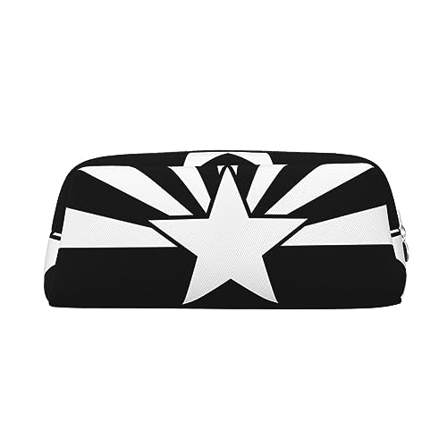 Xzeit Schwarze Arizona-Flagge Federmäppchen Stiftebox Reißverschluss Federmäppchen Leder Federmäppchen für Jungen und Mädchen, silber, Einheitsgröße, Taschen-Organizer von Xzeit