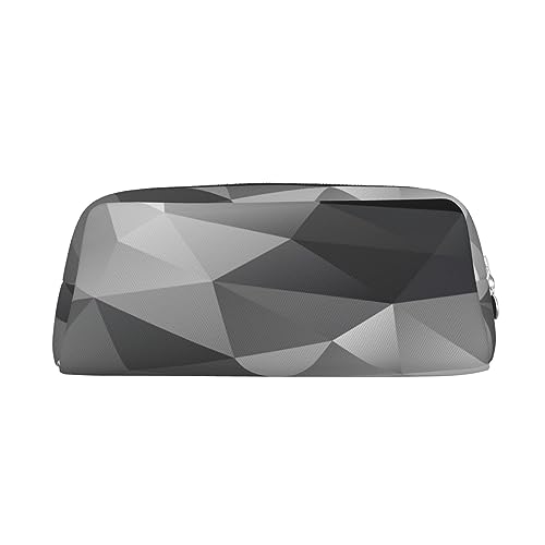 Xzeit Schwarzes geometrisches Federmäppchen Stiftebox Reißverschluss Bleistifttaschen Leder Federmäppchen für Jungen und Mädchen, silber, Einheitsgröße, Taschen-Organizer von Xzeit