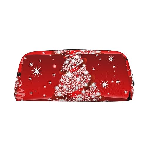 Xzeit Weihnachten Dekoration Hintergrund Bleistift Fall Stift Box Reißverschluss Bleistift Taschen Leder Bleistift Tasche für Jungen und Mädchen, silber, Einheitsgröße, Taschen-Organizer von Xzeit