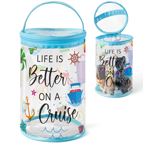 Y1tvei Beach Cruise Lotion Kulturbeutel - Beach Transparent Zylinder Reise Kosmetiktasche Sunscreen Hawaii Makeup Koffer Halter Pouch Klare PVC wasserdichte für Frauen Mädchen Sommer Pool Luau Party von Y1tvei