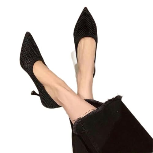 Damen High Heels Sommer Bequeme Partyschuhe Stiletto-Absatz Einzelschuhe Flying Mesh Atmungsaktive Damenschuhe von Y6GO9KSP