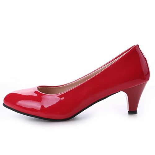 Y6GO9KSP Neue Büro-Damen-High-Heels, Schwarz, Weiß, Rot, elegante mittlere High-Heels, Damen-Spitzzehen, modische High-Heels, geeignet für Damen-Büro-Damenschuhe von Y6GO9KSP