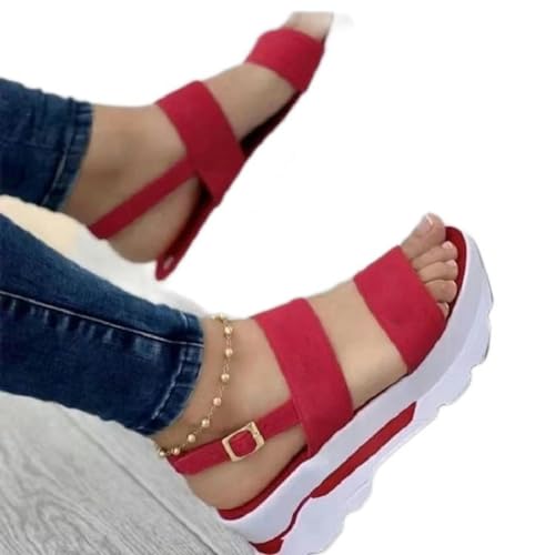 Y6GO9KSP 2024 frauen Casual Flache Strand Schuhe Sommer Dicke Sohle Sandalen Schnalle Strap Dicke Sohle Punk frauen Casual Flache strand Schuhe von Y6GO9KSP