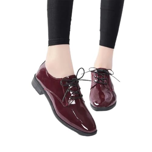 Y6GO9KSP Flache Schuhe für Damen im Herbst 2024, Schwarze Retro-Studentenschuhe mit niedrigem Absatz, lässige Schwarze Lederschuhe von Y6GO9KSP