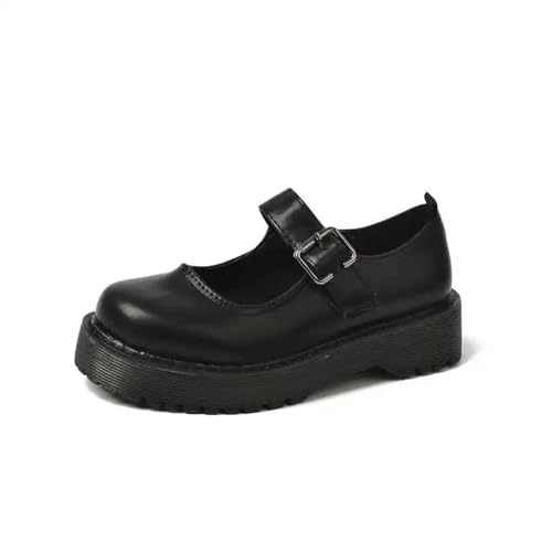 Y6GO9KSP Neue Damen-Lolita-Schuhe, dickbesohlte College-Schuhe, Damenschuhe, schwarze Lederschuhe, Schnallen-Damenschuhe mit niedrigem Absatz, Herbst-Damenschuhe von Y6GO9KSP