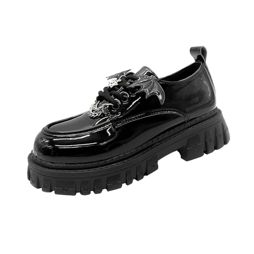 Y6GO9KSP Punk-Stil, Modeschuhe, Herbst, neuer Stil, Gothic-Damenschuhe mit Flügeln, dicke Sohle, wasserdichte Plattform-Ketten-Damenschuhe von Y6GO9KSP