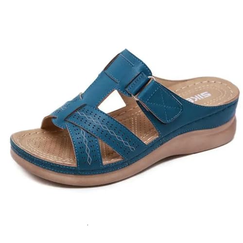 Y6GO9KSP Sommer Damen Keilsandalen Premium Sandalen Retro Leder Casual Damen Plateauschuhe von Y6GO9KSP