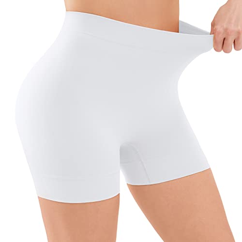 YADIFEN Radlerhose Damen Kurze Hose Damen Shorts Leggings,sehr kurz Shorts Damen,Unter Kleid Rock Anti Scheuern Bequem hohe Taille Boxershorts Hotpants,1er Weiß,3XL von YADIFEN