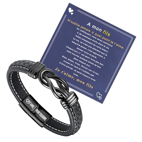 YADOCA Armband für Meinen Sohn, Lederarmband für Sohn Geburtstag Weihnachten Geschenke, Sohn Armband von Mama Papa, Geschenke für Teenager Jungen von YADOCA