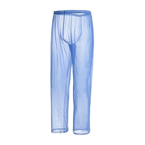 YAHWULAI Herren Schlafanzughosen Sexy Durchsichtig Dünn Leicht und Hautfreundlich Blau XL YAHWULAI Herren Schlafanzughosen Sexy Durchsichtig Dünn Leicht und Hautfreundlich Blau XL von YAHWULAI