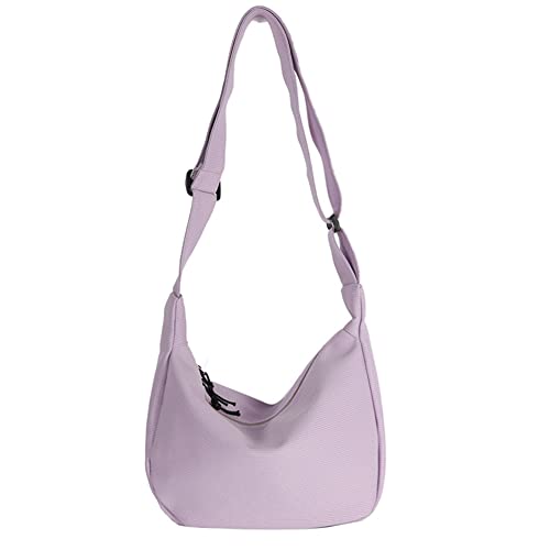 Schultertasche Sling Halbmond Tasche für Damen Herren Crossbody Taschen Nylon Taille Bauchtasche mit verstellbarem Riemen, violett, Schultertasche von YAMEE