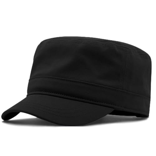 XXL-Militärkappe, großer Kopf, flache Kappe, Unisex, Übergröße, Baumwolle, Armee-Kadettenhut, kurzer Schnabel, passend für 59,9 cm - 64,8 cm, Schwarz , Einheitsgröße XXL-Militärkappe, großer Kopf, flache Kappe, Unisex, Übergröße, Baumwolle, Armee-Kadettenhut, kurzer Schnabel, passend für 59,9 cm - 64,8 cm, Schwarz , Einheitsgröße von YAMEE