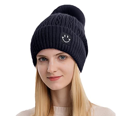 YAMEE Beaniemütze Damen Herren Wintermütze,Beanie Warme Strickmütze,Damenmütze Pudelmütze Bommelmütze Winterkappe Strickcap Unisex Kopfumfang 55-59CM von YAMEE