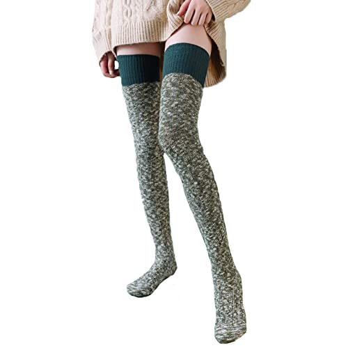 YAMEE Kniestrümpfe Damen Overknee Strümpfe,Damen Winter Strickstrümpfe Overknee,Gestrickte Strümpfe Oberschenkel hohe,Klassische Frauen Lange Socken Retro von YAMEE