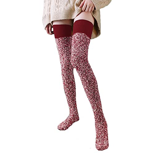 YAMEE Kniestrümpfe Damen Overknee Strümpfe,Damen Winter Strickstrümpfe Overknee,Gestrickte Strümpfe Oberschenkel hohe,Klassische Frauen Lange Socken Retro von YAMEE