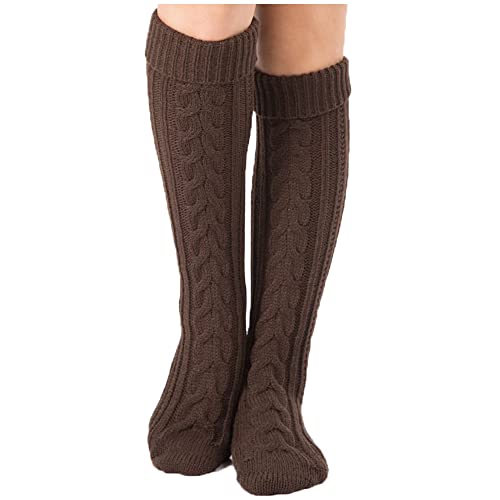 YAMEE Kniestrümpfe Damen Winter Strick Strümpfe, Knie-Lange Socken Stulpen für Damen Gestrickt, Stiefelstrümpfe Legwarmers für Damen 1 Paar von YAMEE