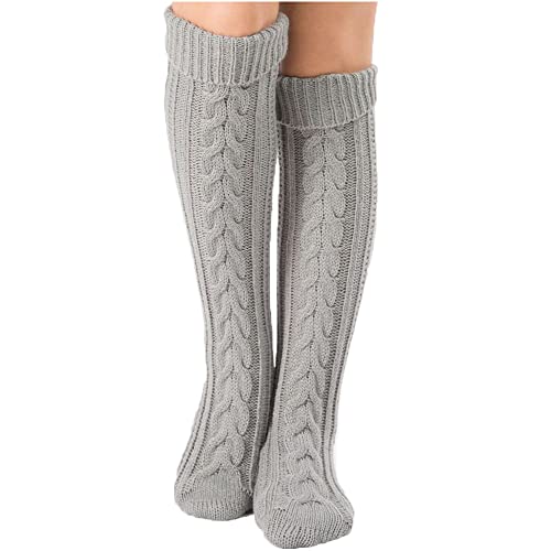 YAMEE Kniestrümpfe Damen Winter Strick Strümpfe, Knie-Lange Socken Stulpen für Damen Gestrickt, Stiefelstrümpfe Legwarmers für Damen 1 Paar von YAMEE