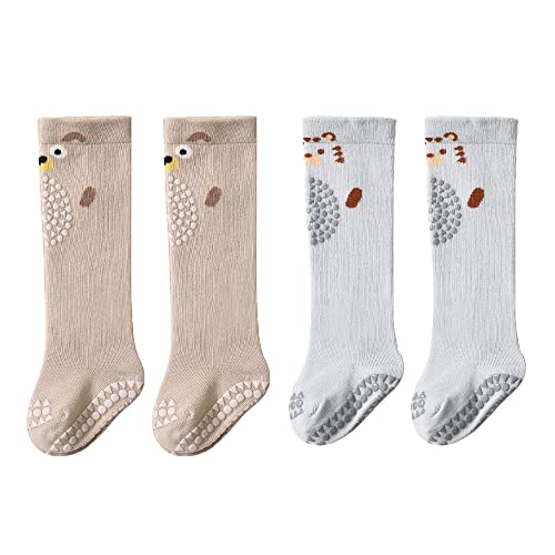 YAMEE Krabbelsocken Baby/Kleinkind 2 Paar,Knieschoner Baby Krabbeln,Kniestrümpfe Lange Socken Rutschfeste Socken für 0 Monate-3 Jahren von YAMEE