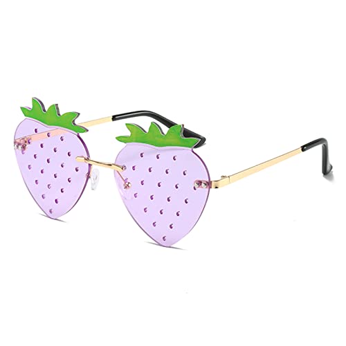 YAMEIZE Cute Strawberry Form Sonnenbrille für - Damen Herren Metall Rahmen Fruit Funky Brille Funny Part von YAMEIZE