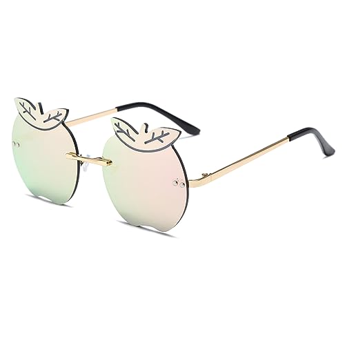 YAMEIZE Sonnenbrille Randlose Vintage Brillen Apfelform Lustige Diamond Disco Brille für Herren Damen Getönte Rave Brille Festival Sonnenbrille von YAMEIZE