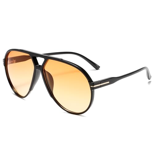 YAMEIZE Retro Sonnenbrille für Damen und Herren 70er Piloten Vintage Groß Übergroße Pilotenbrille Double Brücke Quadratische Brille UV400 Schutz YAMEIZE Retro Sonnenbrille für Damen und Herren 70er Piloten Vintage Groß Übergroße Pilotenbrille Double Brücke Quadratische Brille UV400 Schutz von YAMEIZE