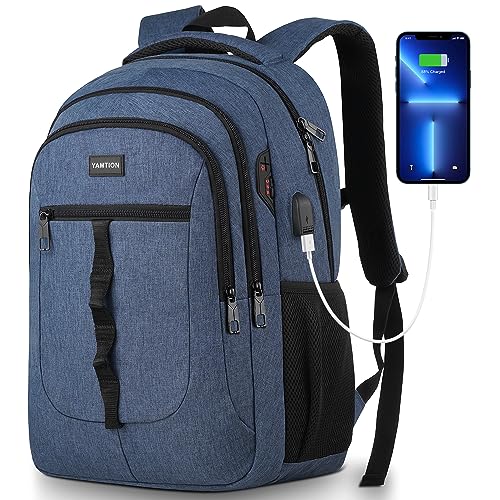 YAMTION Schulrucksack für Männer und Jugendliche, 43,9 cm (17,3 Zoll) Laptop, Büchertasche, Rucksack mit USB, für Studenten, Büro, Arbeit, Business von YAMTION