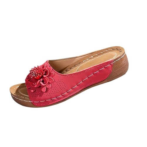 Pantoletten Damen Mit Blumen Peep Toe Orthopädische Sandalen Slip-On Keilsandalen Plateau Schlappen Mit Keilabsatz Atmungsaktiv Damensandalen Leicht Hausschuhe Rutschfest Sommersandalen Pantoletten Damen Mit Blumen Peep Toe Orthopädische Sandalen Slip-On Keilsandalen Plateau Schlappen Mit Keilabsatz Atmungsaktiv Damensandalen Leicht Hausschuhe Rutschfest Sommersandalen von YANFJHV